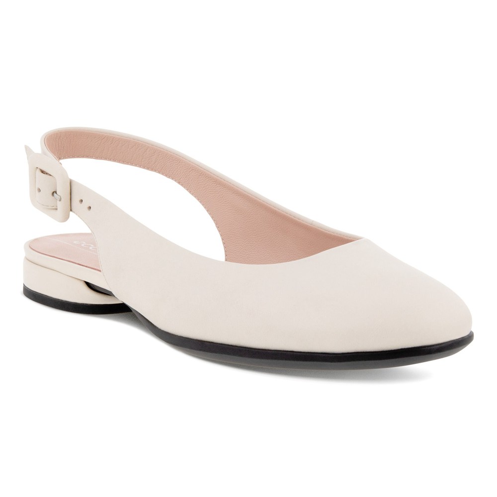 ECCO Womens Dress Shoes Beige - Anal Sling-Back Flats - AKW-320584